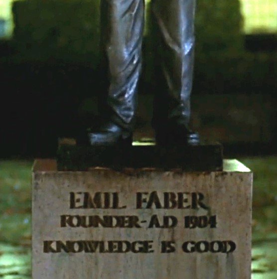 Memorial to Emil Faber, founder of Faber College.